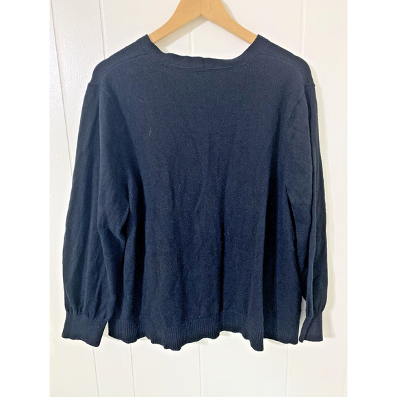 J Jill Womens Black Button Up Cardigan Size 2X Semi V Neck Layering Grandma - Picture 5 of 8